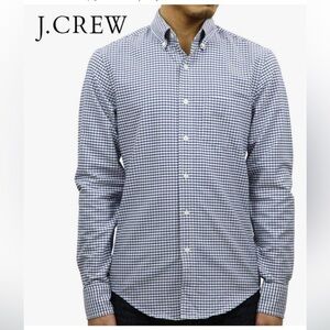 J. Crew Men's Blue Plaid Oxford Slim Fit Long Sleeve Button Down Size L